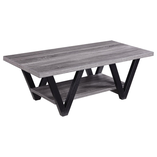 Stevens V-shaped Coffee Table Black and Antique Grey image