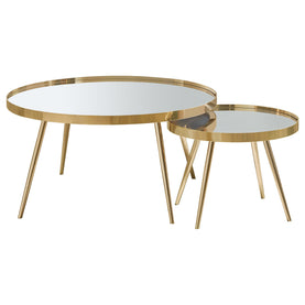Kaelyn 2-piece Mirror Top Nesting Coffee Table Mirror and Gold image