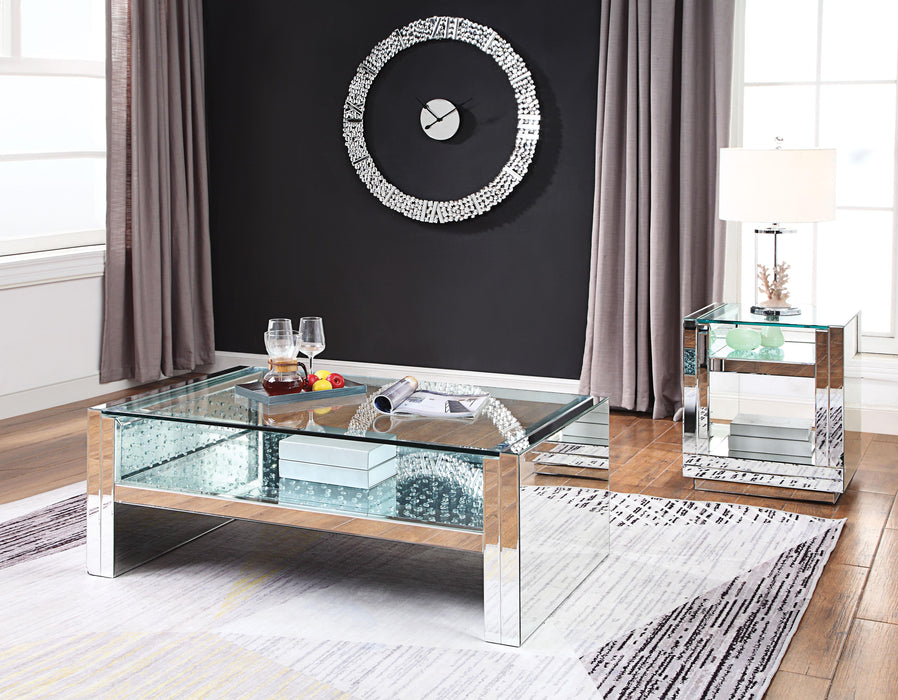 Nysa Mirrored & Faux Crystals Coffee Table